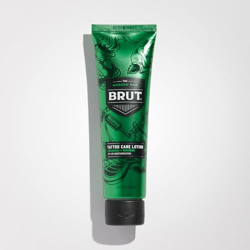 Brut Tattoo Care Lotion 24 Hour Moisturization - Lotion for Tattoos - Enhances Color Vibrancy - Tattoo Lotion Aftercare - Absorbs Quickly - 3.5 oz