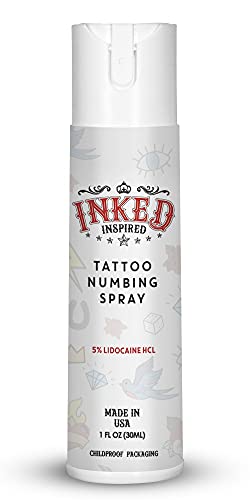 Inked Inspired Lidocaine Spray - Topical Anesthetic Numbing for Tattoos, Wax, Anorectal and Skin to Stop Pain. Best Waxing Extra Strength