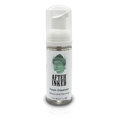After Inked Tattoo & Piercing Aftercare Foam Cleanser - Quality Wash Soap Cleanser for Tattoos, Body Modifications and Piercings including Ear, Nose and Belly Button Foam Bottle, 1.7 oz