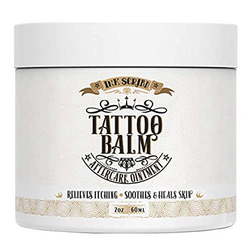 Ink Scribd Premium Tattoo Aftercare Healing Balm Ointment Relieves Itching, Soothes, Heals - Tattoo Intensifying Cream with All Natural and Herbal Ingredients - Tattoo Care (2oz)