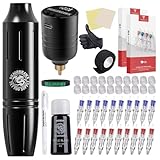 Dragonhawk Wireless Tattoo Gun Kit Tattoo Pen Machine Kit Battery Power Supply Tattoo Cartridges Needles Black Color Ink Set Complete Tattoo Kit for Beginners (Tattoo Kit -1)