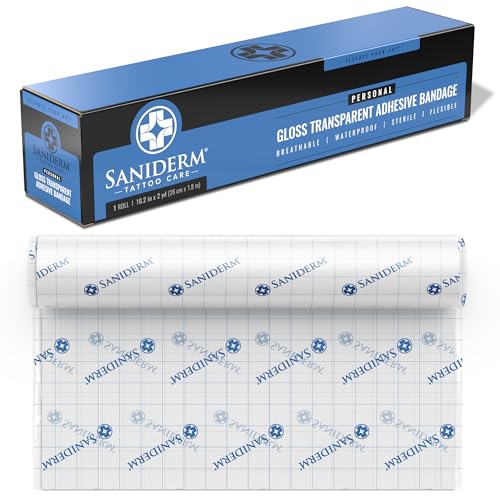 Saniderm Tattoo Aftercare Bandage (Personal Roll, 10.2 in x 2 yd) – Convenient, Faster Tattoo Healing and Protection – Sterile, Waterproof, and Latex-Free Wrap