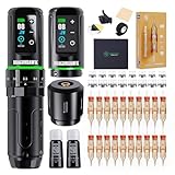 Dragonhawk L3 Tattoo Kit, Wireless Complete Tattoo Gun Kit Pen Machine, 7 Strokes Length, 2 Batteries 2,000mAh Power Supply with Extra Battery Rca Jack Part, Pro Tattoo Needles for Beginner