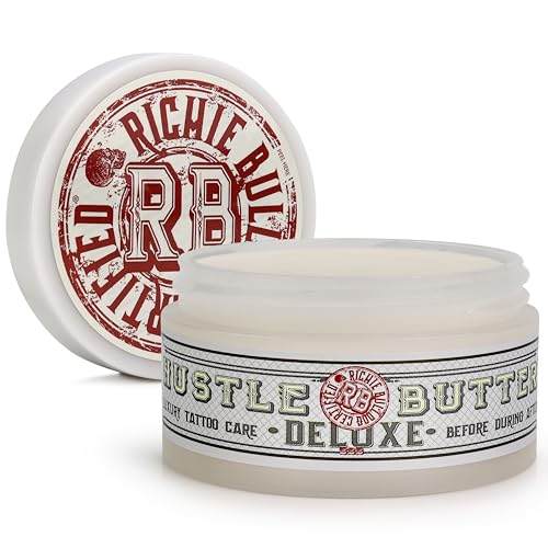 Hustle Butter Tattoo Aftercare 5oz Tattoo Balm, Heals + Protects New Tattoos and Rejuvenates Older Tattoos - 100% Vegan Cream No-Petroleum