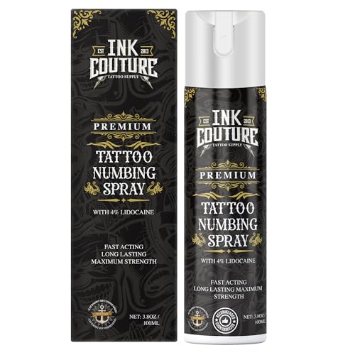 Painless Tattoo Numbing Spray AfterCare: Maximum Strength 3.8oz Topical Anesthetic Stop Pain Relief Spray - 4% Lidocaine Numb Spray After Tattoo Waxing Piercing