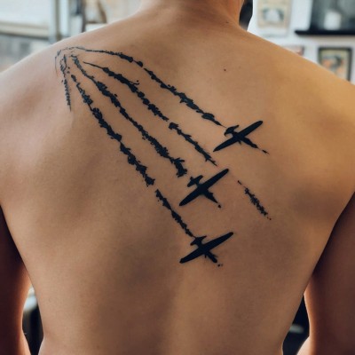 aviation tattoo on back