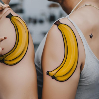Banana Couple Matching Tattoos