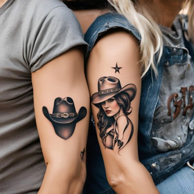 Cowgirl Hats Tattoo - Couple Matching Tattoo