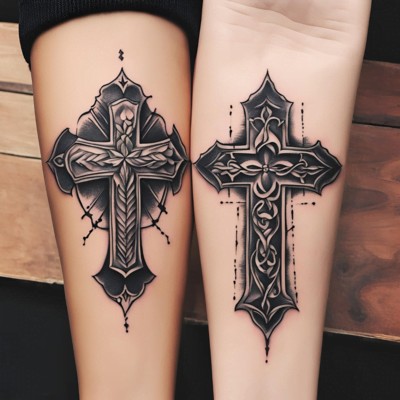 Cross Matching Couple Tattoo