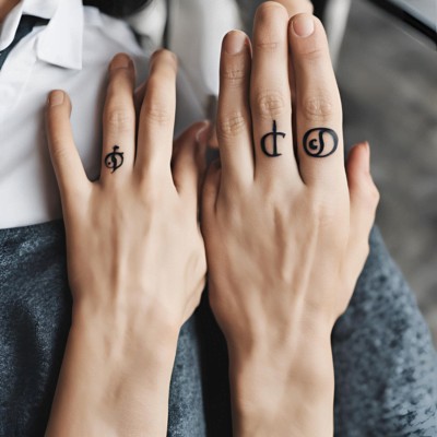 FInger Initials couple matching tattoos