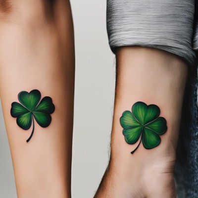 Four Leaf Clover couple matching tattoos