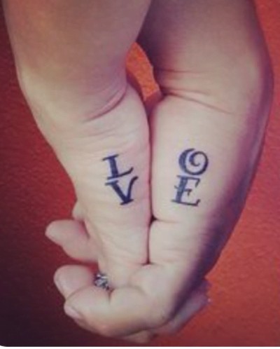 Halves couple matching tattoo
