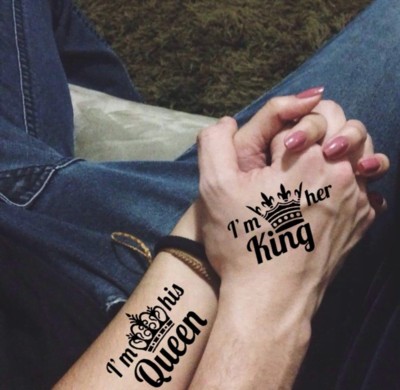 Bold and Big Fonts Couple Matching Tattoos