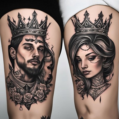 King and Queen Tattoos - Couple Matching Tattoos Ideas