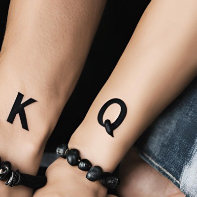 Lettering tattoo for matching couples