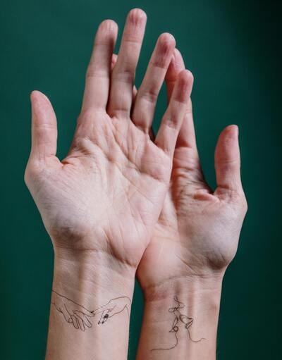 Line Art Couple Matching Tattoos