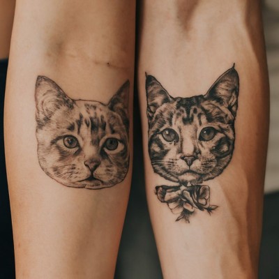 Matching Cats Couple Matching Tattoo