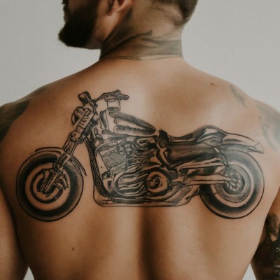 Motorcycle Tattoo - Back Tattoos For Men