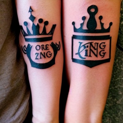 Name Crown "King and Queen" Tattoos - Best Matching Couple Tattoo Ideas