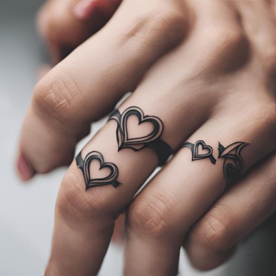 Overlapped Hearts - Best Matching Tattoos for Couples