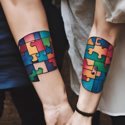 Puzzle Pieces Tattoo - couple matching tattoo