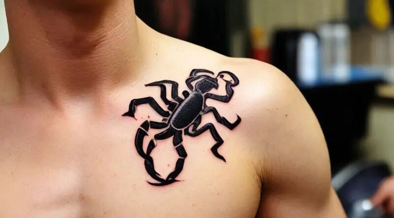 Scorpion tattoo - men’s chest tattoos