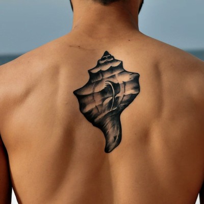 Seashell tattoo for back
