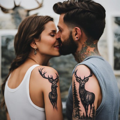 Stags Tattoos - Couple Matching Tattoos
