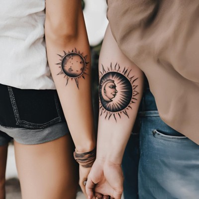 Sun and Moon Tattoo - Couple Matching Tattoo