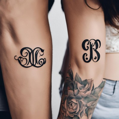 Swapped Initial Couple matching tattoos