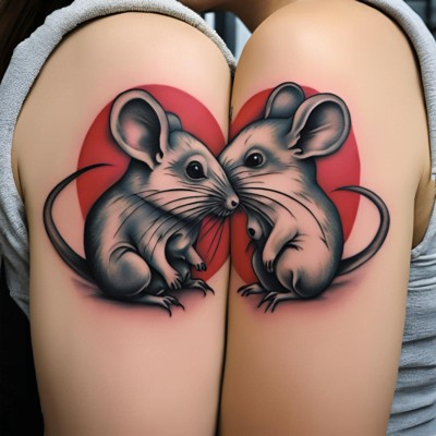 The Kissing Mouses Tattoo - Couple Matching Tattoos