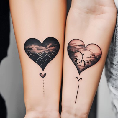 The Place of Proposal Couple Matching Tattoos