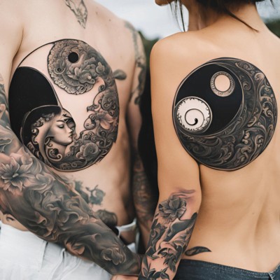 Yin and Yang Couple Matching tattoo