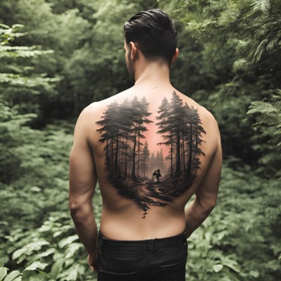 nature tattoos - back tattoos for men